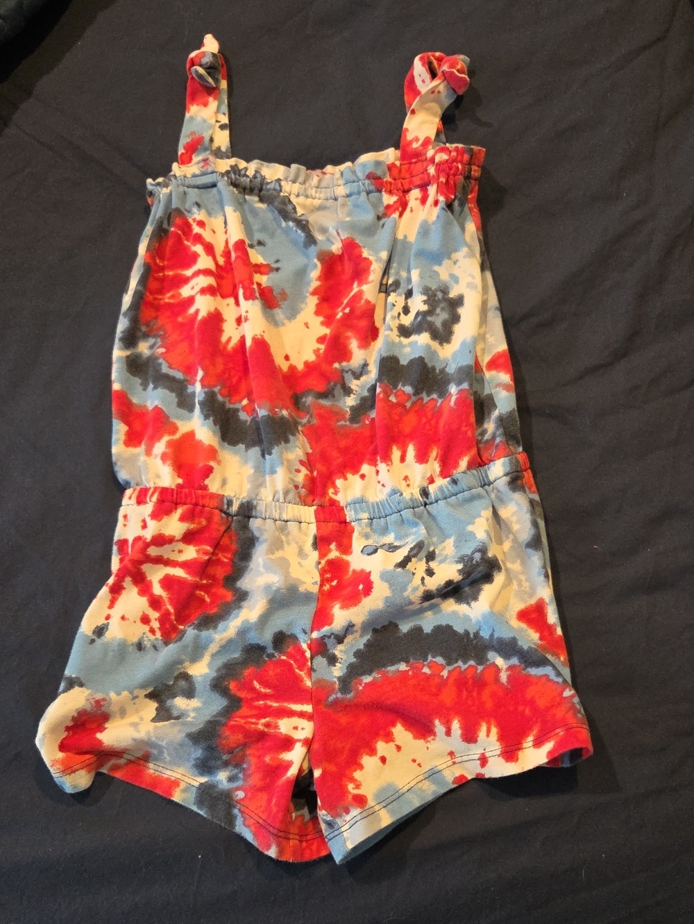 Girls Children's Place Red & Blue Tie-Dye Romper Size 7/8